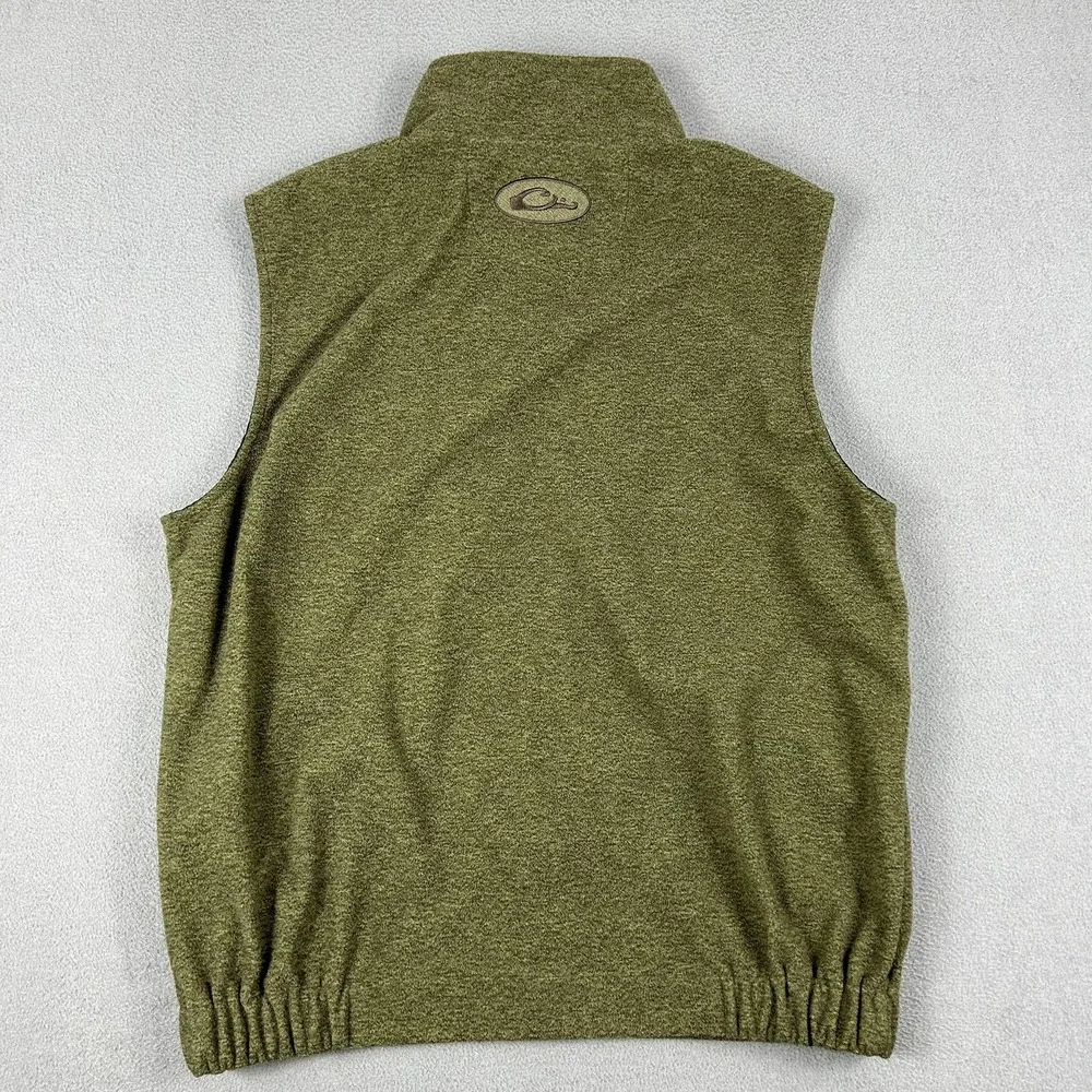 Drake Vest Mens Medium Green Heather Fleece Full Zip Chest‎ Pocket Hunting Warm